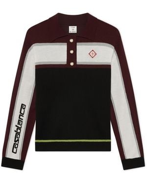 Casablanca Paris Polo Oversize À Manches Longues Et Rayures - Black