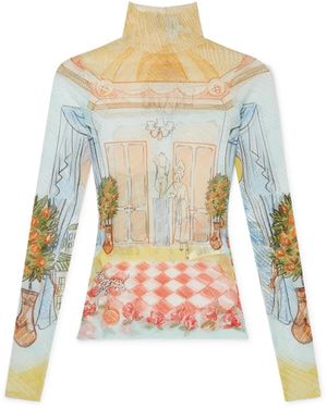 Casablanca Paris L'Appartement De Reve Printed Mesh Top, By - White