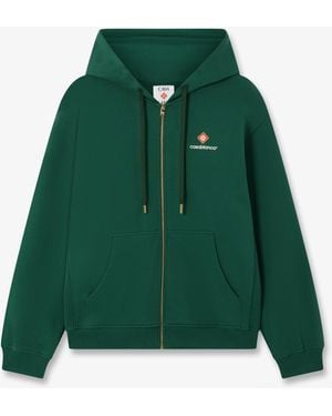 Casablanca Paris Sport Type Zip-Up Hooded Sweatshirt, By - Green