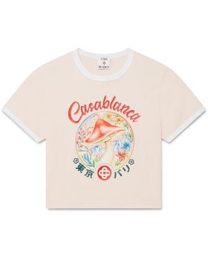 Casablanca Paris T-Shirt Court À Manches Courtes Mushroom Emblem - White