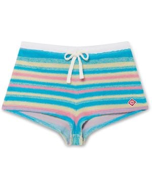 Casablanca Paris Stripe Towelling Mini Shorts, By - Blue