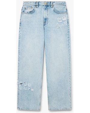 Casablanca Paris Jean En Denim Clair Effet Graffiti - Blue
