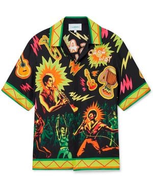 Casablanca Paris Music For The People Short Sleeve Silk Shirt, By - Green