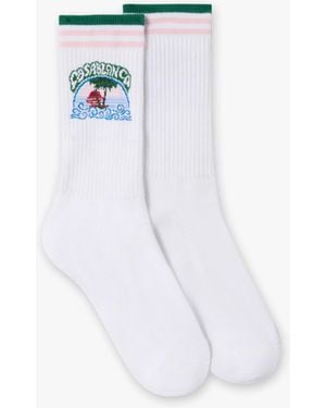 Casablanca Paris Palm Tree Emblem Socks - White
