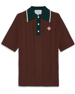 Casablanca Paris Polo Oversize En Maille Torsadée - Brown