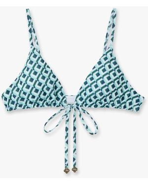 Casablanca Paris Cubist Cc Monogram String Bikini Top, By - Blue