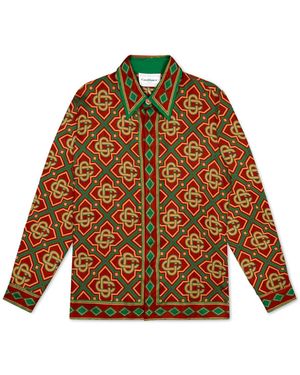 Casablanca Paris Burgundy Diamond Monogram Silk Shirt - Brown