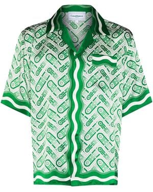 Casablanca Paris Ping Pong Monogram Silk Shirt, By - Green