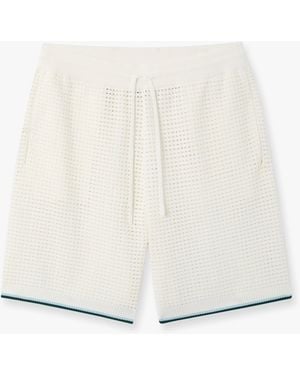 Casablanca Paris Palm Tree Emblem Crochet Shorts, By - White