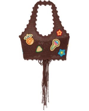 Casablanca Paris Haut Court En Crochet Motif - Brown