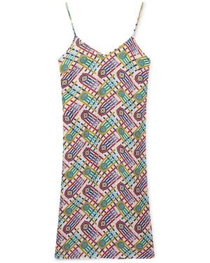 Casablanca Paris Robe Nuisette En Soie À Monogramme Tennis - Multicolour
