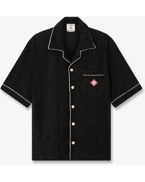 Casablanca Paris Towelling Monogram Short Sleeve Shirt - Black