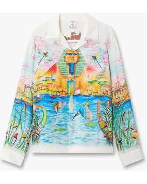 Casablanca Paris Multicolour Egypt As It Was Long Sleeve Linen Shirt, By - White