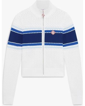 Casablanca Paris Veste Bomber En Mesh À Rayures Blanches Et Bleues - Blue