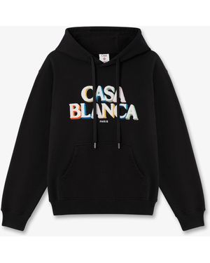 Casablanca Paris Stacked Logo Embroidered Hooded Sweatshirt, By - Black