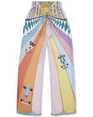 Casablanca Paris La Course Ideale Printed Silk Trouser, Size By - White