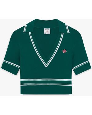 Casablanca Paris Polo Court En Maille Vert - Green