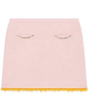 Casablanca Paris Double Face Merino Skirt, By - Pink