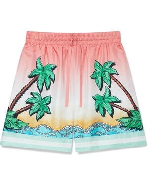 Casablanca Paris Short En Soie Tennis Club - White
