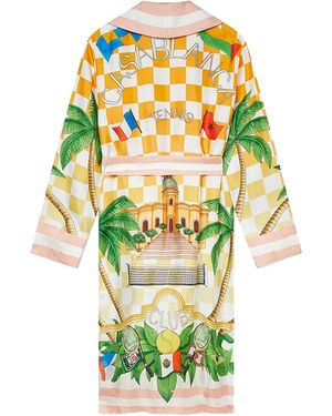 Casablanca Paris Tennis Club Silk Robe, Size By - White