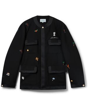 Casablanca Paris Veste De Tailleur En Laine À Motif Brodé - Black