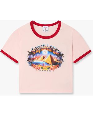 Casablanca Paris Pyramid Tourism Cropped Baby Short Sleeve T-Shirt, By - Pink