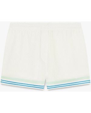 Casablanca Paris Short En Soie Jacquard Floral À Monogramme Cc Smile - White