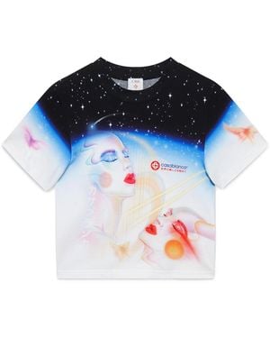 Casablanca Paris Galactic Connection Cropped T-Shirt, By - Blue