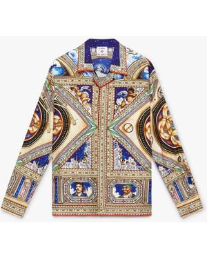 Casablanca Paris Chemise À Manches Longues En Soie Plafond Orne De Musique - Blue