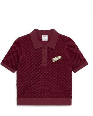 Casablanca Paris Burgundy Jacquard Polo Shirt, By - Red