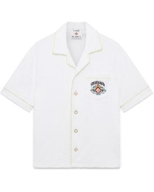 Casablanca Paris Chemise À Manches Courtes Blanche En Tissu Éponge - White
