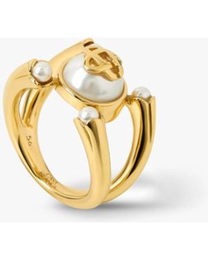 Casablanca Paris Lotus Pearl Ring, By - Metallic