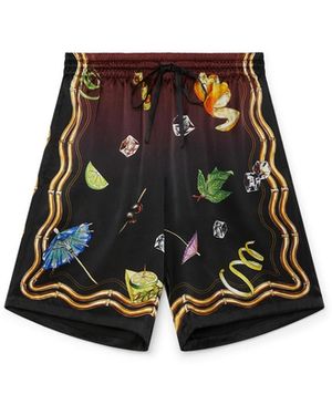 Casablanca Paris Casa Club Sunset Silk Shorts, By - Black