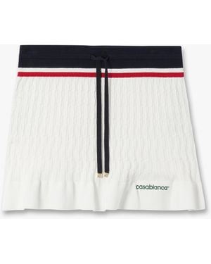 Casablanca Paris Cream & Knit Tennis Mini Skirt, By - Blue