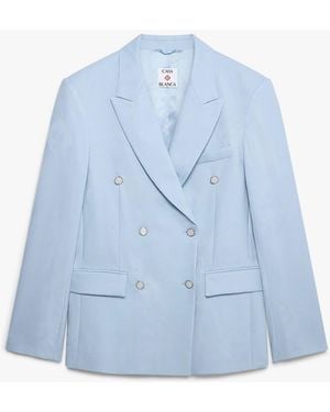 Casablanca Paris Monogram Wool Jacquard Jacket, Size By - Blue