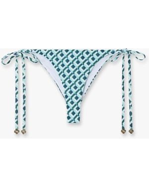 Casablanca Paris Cubist Cc Monogram String Beaded Bikini Bottom, By - Blue