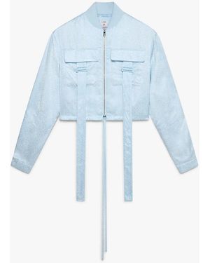 Casablanca Paris Nuntucket Cropped Satin Bomber Jacket, By - Blue