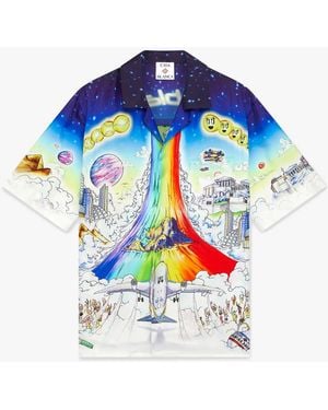 Casablanca Paris Chemise À Manches Courtes En Soie Solid Grooves - Blue
