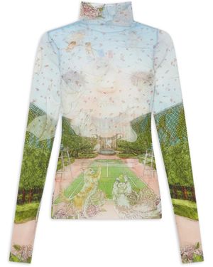 Casablanca Paris Tennis Club Prive Printed Mesh Top, By - Green
