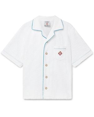 Casablanca Paris Chemise En Tissu Éponge À Manches Courtes Tennis Stripe - White
