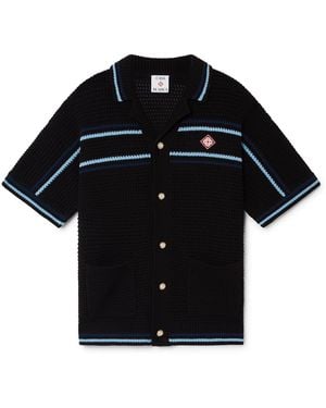 Casablanca Paris Chemise De Tennis À Manches Courtes En Crochet De Coton - Black
