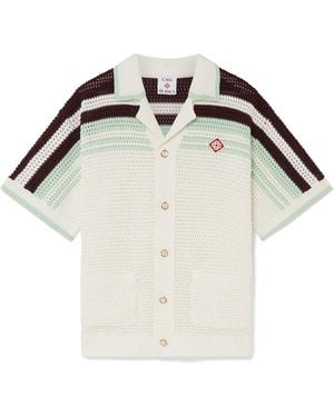 Casablanca Paris Chemise De Tennis À Manches Courtes En Crochet De Coton - White
