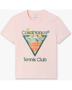 Casablanca Paris Tennis Club Icon Pyramid Abduction Fitted Short Sleeve T-Shirt, By - Pink