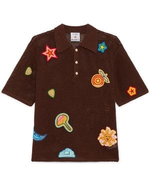 Casablanca Paris Polo En Crochet Motif - Brown