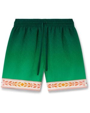 Casablanca Paris Unity Is Power Silk Shorts, By - Green