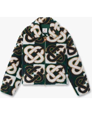 Casablanca Paris Check Monogram Fleece Jacket, By - Black