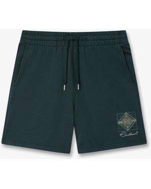 Casablanca Paris Dark Geometrie Sacree Embroidered Shorts, By - Blue