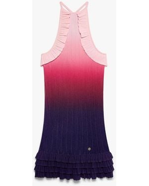 Casablanca Paris Gradient Ruffle Midi Dress, By - Pink