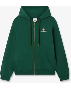 Casablanca Paris Sport Type Zip-Up Hooded Sweatshirt, By - Green