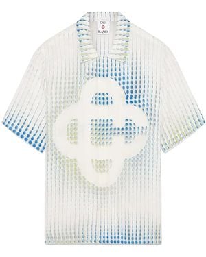 Casablanca Paris Chemise En Lin À Pois, Manches Courtes - White